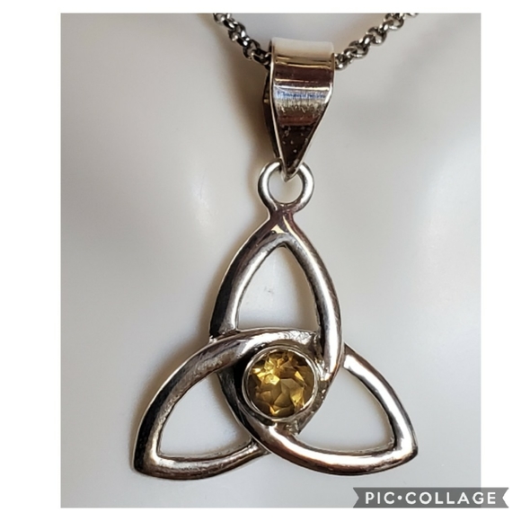 Jewelry - Genuine Citrine Celtic Knot Pendant Necklace